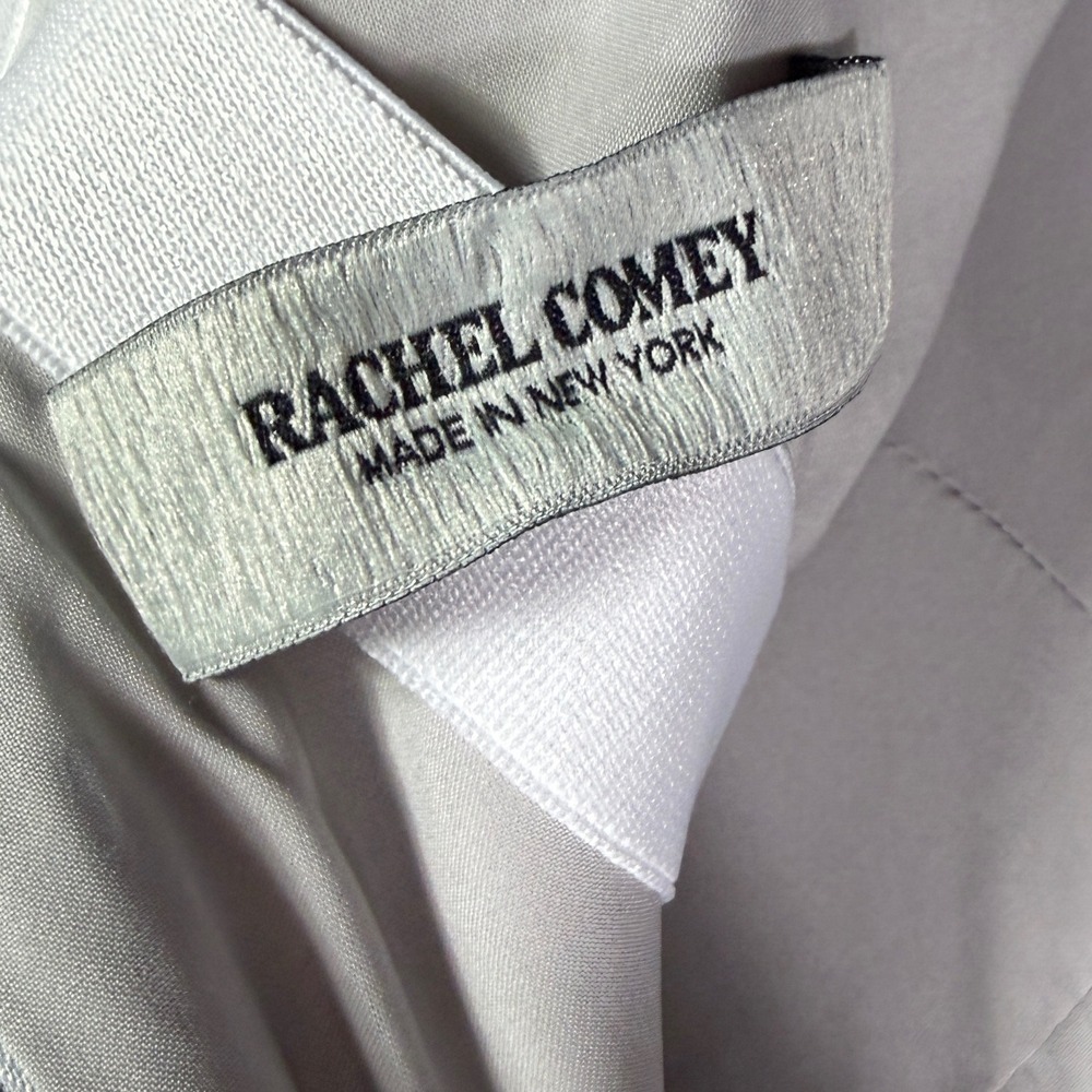 Rachel Comey Slick Dress Strapless Silk Midi Grey‎ Satin Abstract Print Sz 6 - Picture 8 of 9